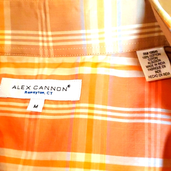 ALEX CANNON M ORANGE PLAID SHORT-SLEEVED BUTTON UP - Picture 3 of 3